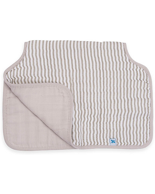 Little Unicorn Coprispalla Antirigurgito, Grey Stripe - 4 Strati di 100% Mussola di Cotone Trapuntata Bavagli con Maniche