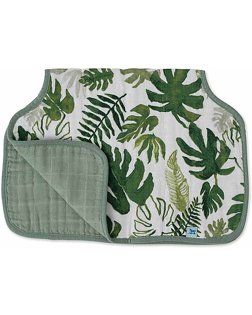 Little Unicorn Coprispalla Antirigurgito, Tropical Leaf -  4 Strati di 100% Mussola di Cotone Trapuntata Bavagli Classici