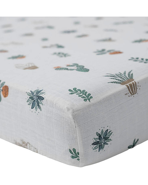 Little Unicorn Lenzuola per Culla - Prickle Pots - 100% Mussola di Cotone - Adatto per materassi di diverse dimensioni! Biancheria Culla