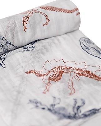 Little Unicorn Maxi Coperta Swaddle Milleusi 120 x 120 cm, Paleontogic - 100% Mussola di Cotone Copertine Swaddles