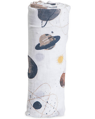 Little Unicorn Maxi Coperta Swaddle Milleusi 120 x 120 cm, Planetary - 100% Mussola di Cotone Copertine Swaddles