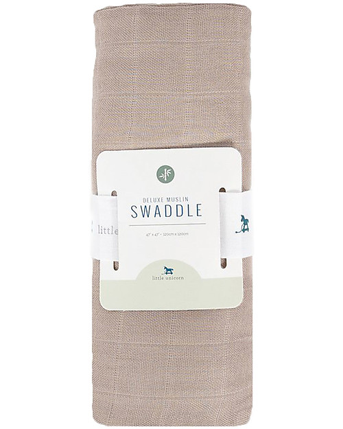 Little Unicorn Maxi Coperta Swaddle Multiuso Deluxe - Avena - 120 x 120 cm - 100% Mussola di Rayon di Bambù Swaddle di Mussola