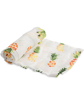 Little Unicorn Mussola Milleusi - 100 % bambù - 120 x 120 cm - Ananas Swaddle di Mussola