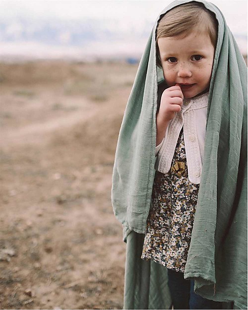 Little Unicorn Mussola Milleusi - 100 % bambù - 120 x 120 cm - Salvia Swaddle di Mussola