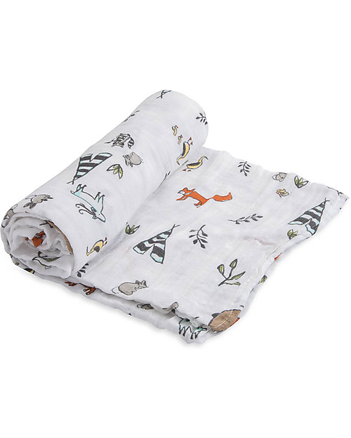 Little Unicorn Mussola Milleusi - 100% mussola di cotone - 120x120 cm - Forest Friends Swaddle di Mussola
