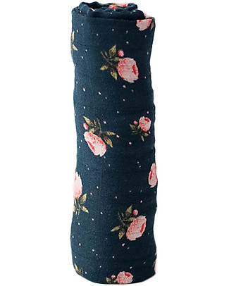 Little Unicorn Mussola Milleusi - 100% mussola di cotone - 120x120 cm - Midnight Rose Swaddle di Mussola