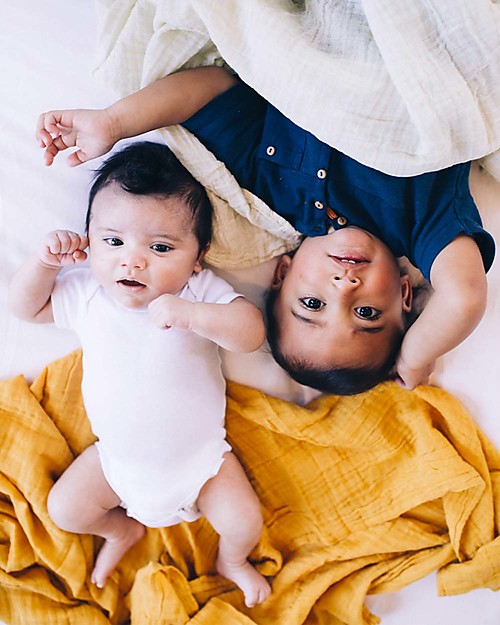 Little Unicorn Mussola Milleusi - 100% mussola di cotone - 120x120 cm - Mostarda Swaddle di Mussola