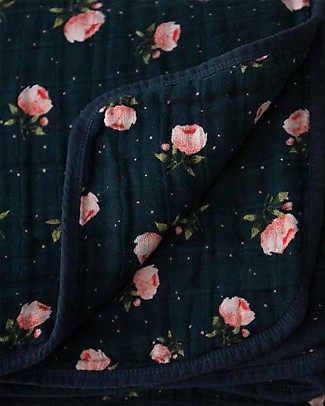 Little Unicorn OUTLET Trapunta Baby 120 x 120 cm, Midnight Rose - 4 strati di mussola di cotone 100% - Pezzo di Showroom Coperte