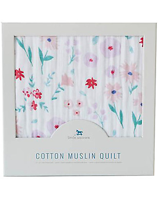 Little Unicorn OUTLET Trapunta Baby 120 x 120 cm, Morning Glory - 4 strati di mussola di cotone 100% - Pezzo di Showroom Coperte