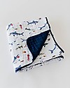 Little Unicorn OUTLET Trapunta Baby 120 x 120 cm, Squalo - 4 strati di mussola di cotone 100% - Pezzo di Showroom Swaddle di Mussola
