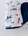 Little Unicorn OUTLET Trapunta Baby 120 x 120 cm, Squalo - 4 strati di mussola di cotone 100% - Pezzo di Showroom Swaddle di Mussola