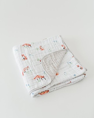 Little Unicorn OUTLET Trapunta Baby 120 x 120 cm, Volpe - 4 strati di mussola di cotone 100% - Pezzo di Showroom Coperte