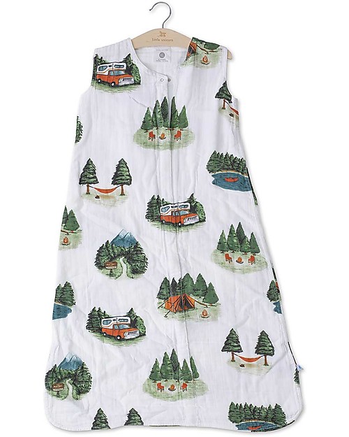 Little Unicorn Sacco Nanna Estivo, Happy Camper - Doppio strato di 100% mussola di cotone Sacchi Nanna