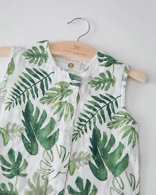Little Unicorn Sacco Nanna Estivo - Tropical Leaf - Doppio strato di 100% mussola di cotone Sacchi Nanna