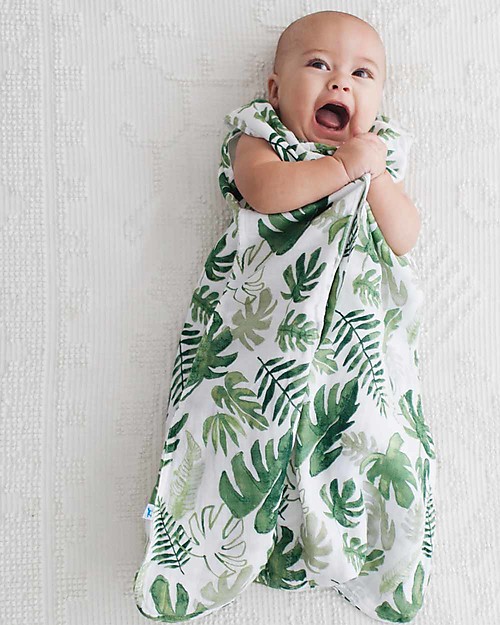 Little Unicorn Sacco Nanna Estivo - Tropical Leaf - Doppio strato di 100% mussola di cotone Sacchi Nanna