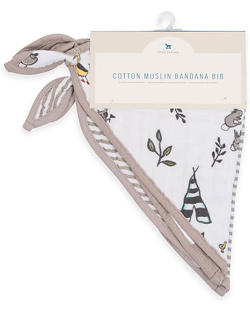 Little Unicorn Set 2 Bavaglini Bandana, Forest Friends - 3 strati di 100% Mussola di Cotone Bavagli a Bandana