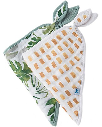 Little Unicorn Set 2 Bavaglini Bandana, Tropical Leaf - 3 strati di 100% Mussola di Cotone Bavagli a Bandana