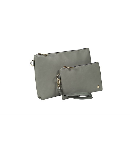 Little Unicorn Set 2 Pochette in Ecopelle - Grigio Chiaro Trousse e Pochette