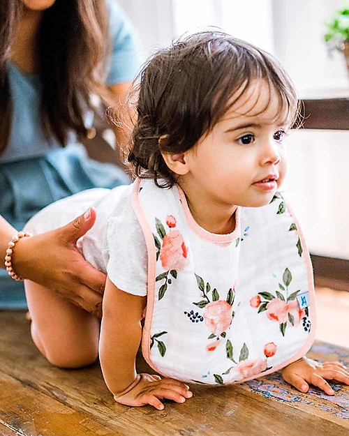 Little Unicorn Set 3 Bavaglini, Watercolor Rose - 3 Strati di 100% Mussola di Cotone Bavagli Classici