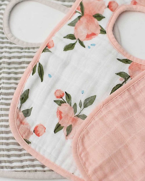 Little Unicorn Set 3 Bavaglini, Watercolor Rose - 3 Strati di 100% Mussola di Cotone Bavagli Classici