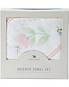 Little Unicorn Set Asciugamano con Cappuccio e Manopola, Pink Peony - Spugna di mussola di cotone Accappatoi e Asciugamani