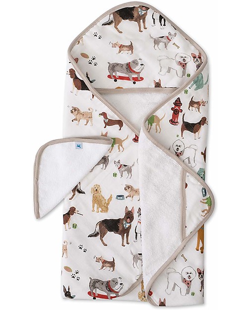 Little Unicorn Set Asciugamano con Cappuccio e Manopola, Woof - Spugna di mussola di Cotone Accappatoi e Asciugamani