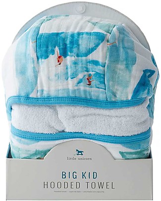 Little Unicorn Set Asciugamano Grande Surf con Cappuccio e Manopola - Spugna di mussola di cotone Accappatoi e Asciugamani