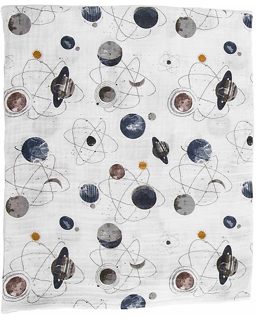 Little Unicorn Set di 3 Maxi Coperte Swaddle Milleusi -Planetary-  120 x 120 cm - 100% Mussola di Cotone Swaddle di Mussola