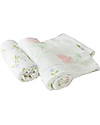 Little Unicorn Set regalo di 2 Maxi Copertine Swaddle Deluxe Milleusi 120 x 120 cm, Pink Peony - 100% mussola di bambù Swaddle di Mussola