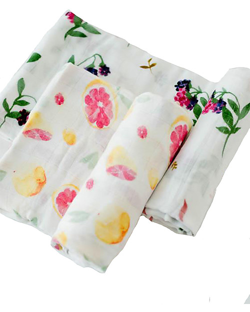 Little Unicorn Set regalo di 2 Maxi Copertine Swaddle Sweet Tart, Deluxe Milleusi 120 x 120 cm - 100% mussola di bambù Swaddle di Mussola