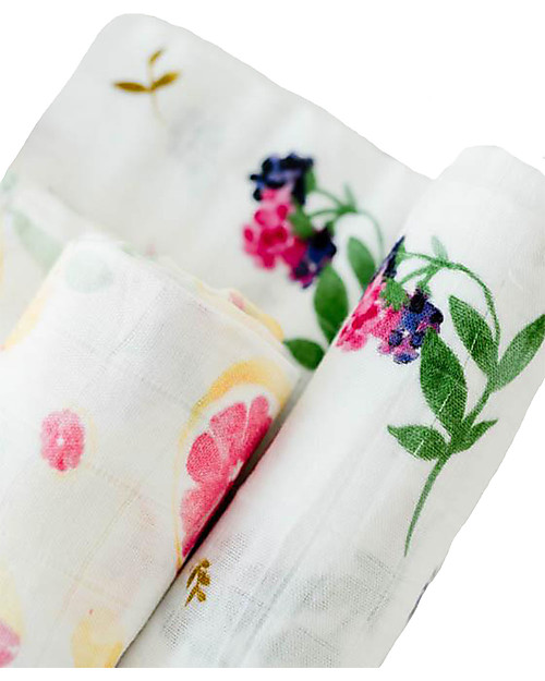 Little Unicorn Set regalo di 2 Maxi Copertine Swaddle Sweet Tart, Deluxe Milleusi 120 x 120 cm - 100% mussola di bambù Swaddle di Mussola