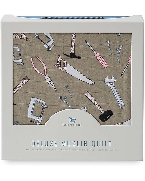 Little Unicorn Trapunta Baby 120 x 120 cm, Deluxe - Work Bench -  4 strati di mussola di Bambù 100% Swaddle di Mussola