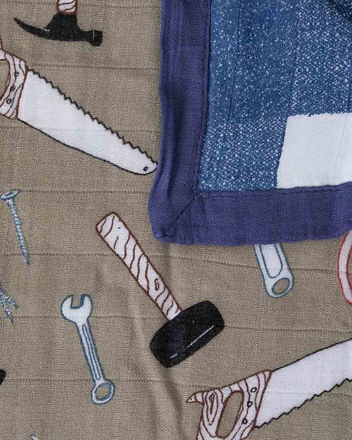 Little Unicorn Trapunta Baby 120 x 120 cm, Deluxe - Work Bench -  4 strati di mussola di Bambù 100% Swaddle di Mussola