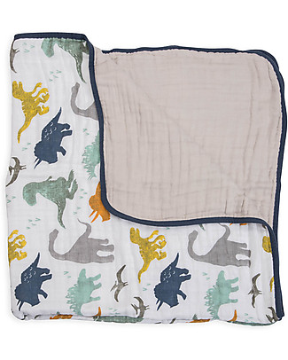 Little Unicorn Trapunta Baby 120 x 120 cm, Dino Friends - 4 strati di mussola di cotone 100% Coperte
