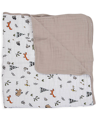 Little Unicorn Trapunta Baby 120 x 120 cm, Forest Friends - 4 strati di mussola di cotone 100% Coperte