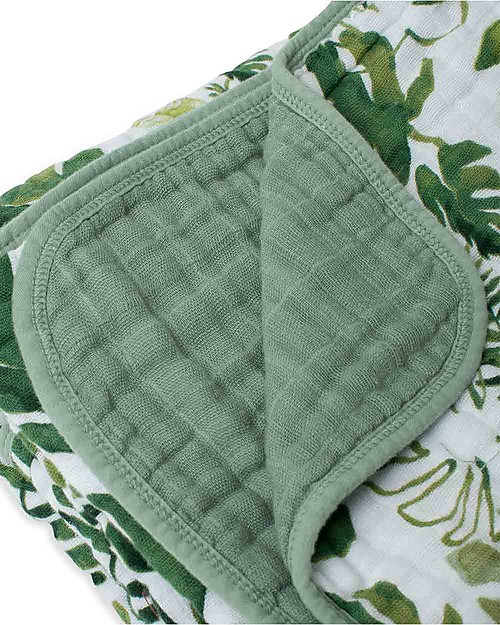 Little Unicorn Trapunta Baby 120 x 120 cm, Tropical Leaf - 4 strati di mussola di cotone 100% Swaddle di Mussola