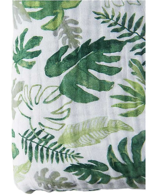 Little Unicorn Trapunta Baby 120 x 120 cm, Tropical Leaf - 4 strati di mussola di cotone 100% Swaddle di Mussola