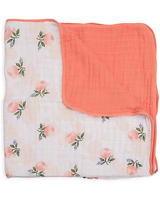 Little Unicorn Trapunta Baby 120 x 120 cm, Watercolor Rose - 4 strati di mussola di cotone 100% Swaddle di Mussola