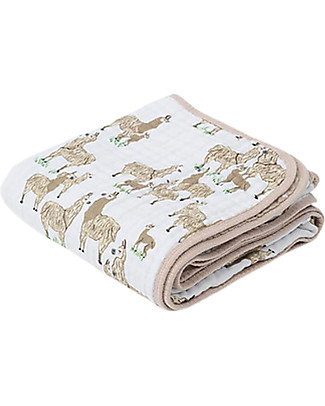 Little Unicorn Trapunta Baby 120x120 cm- Llama -4 strati di mussola di cotone 100% Coperte
