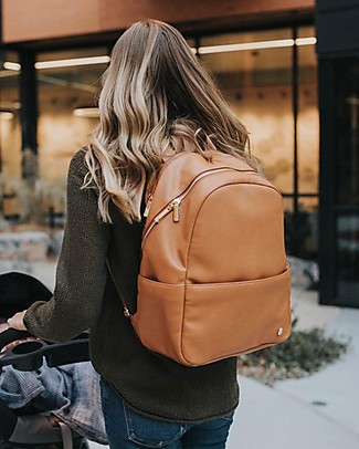 Little Unicorn Zaino Cambio in Ecopelle Skyline - Cognac - Include fasciatoio da viaggio e ganci passeggino! Zaini Scuola
