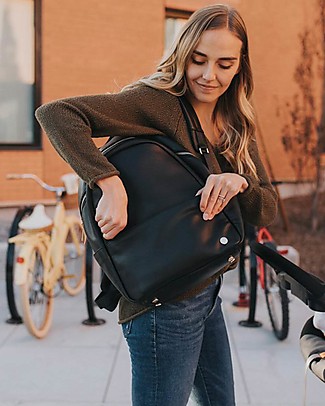 Little Unicorn Zaino Cambio in Ecopelle Skyline - Nero - Include fasciatoio da viaggio e ganci passeggino! Borse Cambio e Accessori
