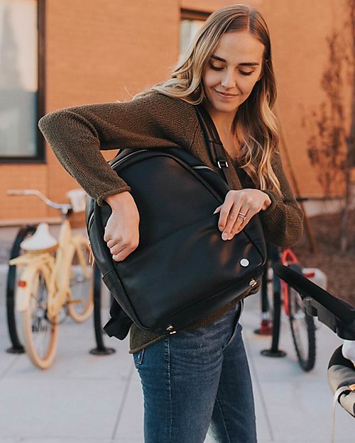 Little Unicorn Zaino Cambio in Ecopelle Skyline - Nero - Include fasciatoio da viaggio e ganci passeggino! Zaini Scuola