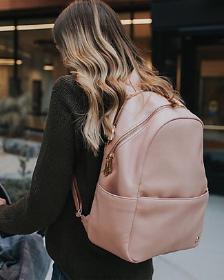 Little Unicorn Zaino Cambio in Ecopelle Skyline - Rosa Cipria - Include fasciatoio da viaggio e ganci passeggino! Zaini