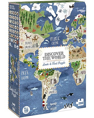 Londji Discover the World Puzzle - 200 pezzi - Cartone Riciclato! Puzzle