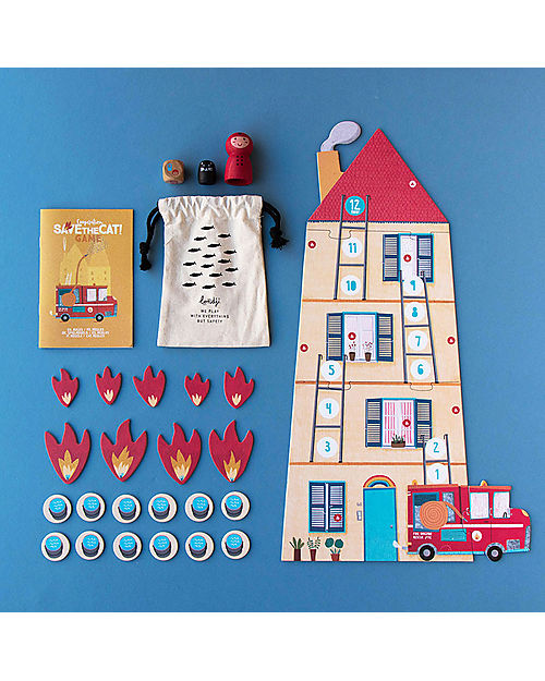 Londji Gioco da Tavolo Save the Cat - Diventa un Pompiere! - Cartone Riciclato Giochi da Tavolo