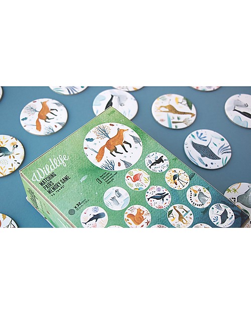 Londji Gioco di Carte Memory Wildlife - Include 32 carte illustrate! Memory