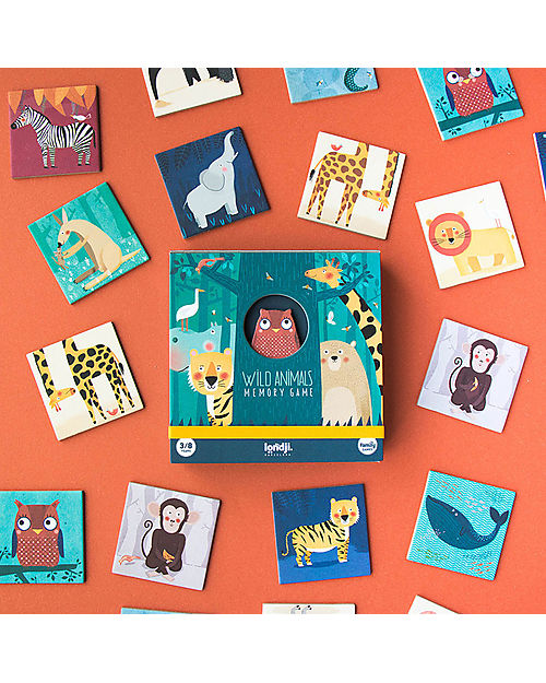 Londji Gioco Memory Wild Animals - 32 Card - Cartone Riciclato Memory