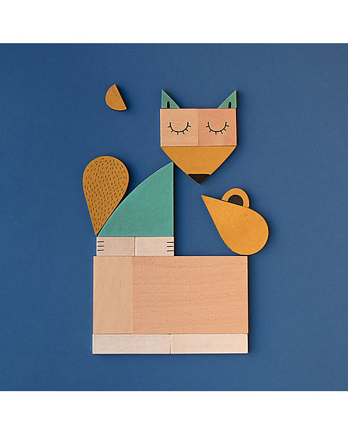 Londji Gioco The Fox&The Mouse -  16 Pezzi in Legno - 50 Combinazioni Possibili! Animali in Legno