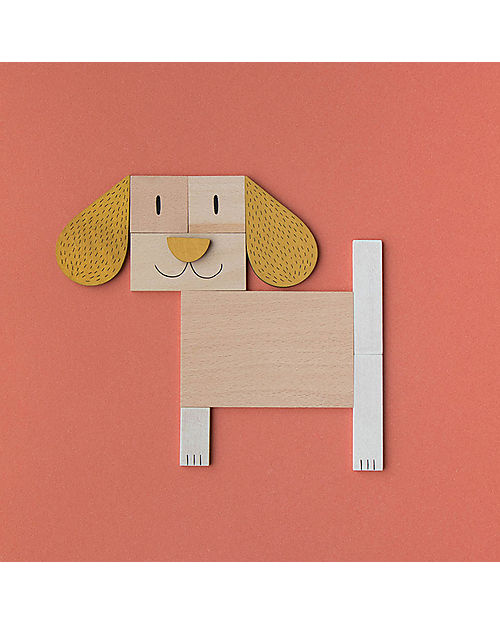 Londji Gioco The Fox&The Mouse -  16 Pezzi in Legno - 50 Combinazioni Possibili! Animali in Legno