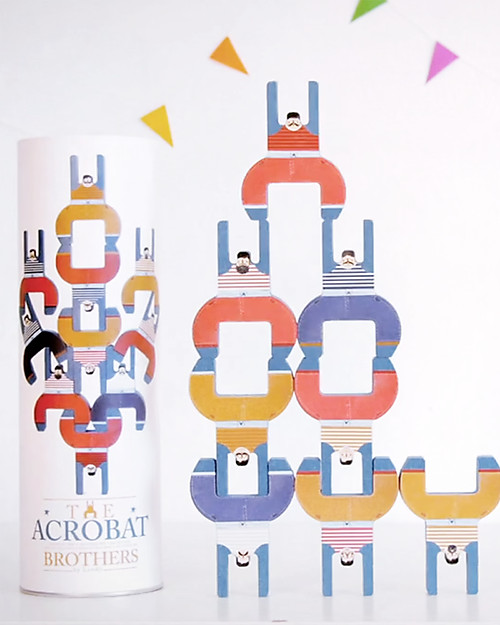Londji I Fratelli Acrobati - 10 Acrobati - Legno Riciclato Giochi di una Volta